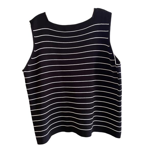 JOSEPH A. Woman 3x Knit Tank Top Sleeveless Pullover Black Skinny White Stripes - Picture 8 of 8
